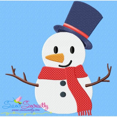 Christmas Snowman Blue Hat Embroidery Design Pattern-1