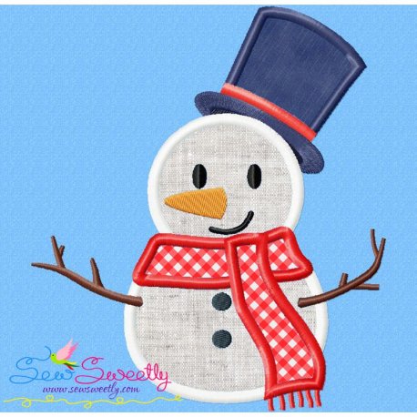 Christmas Snowman Blue Hat Applique Design- 1