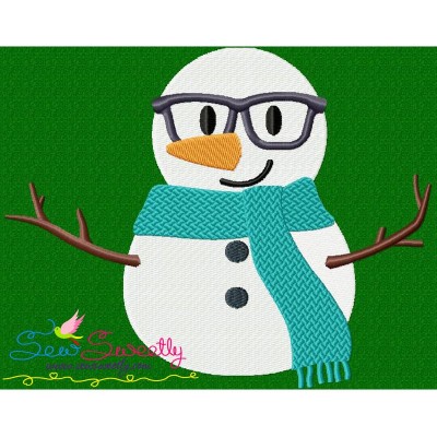 Christmas Snowman Glasses Embroidery Design Pattern-1