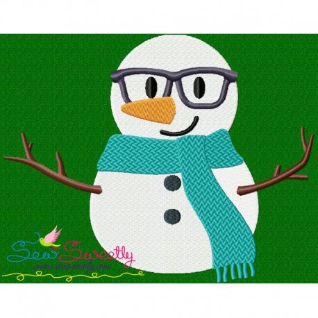 Christmas Snowman Glasses Embroidery Design Pattern