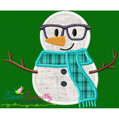 Christmas Snowman Glasses Applique Design Pattern-1