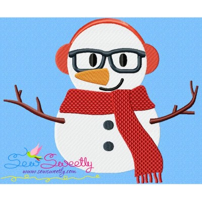 Christmas Snowman Glasses-2 Embroidery Design Pattern-1
