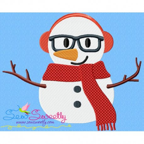 Christmas Snowman Glasses-2 Embroidery Design Pattern-1