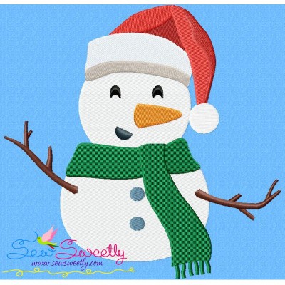 Christmas Snowman Santa Hat Embroidery Design Pattern-1