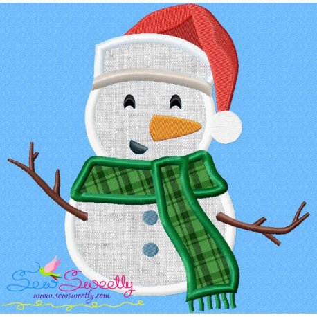 Christmas Snowman Santa Hat Applique Design- 1