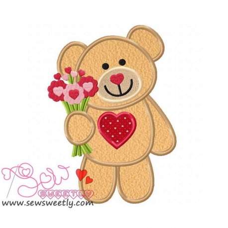 Valentine Teddy Bear 6 Applique Design- 1