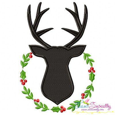 Deer Silhouette Wreath Embroidery Design Pattern-1