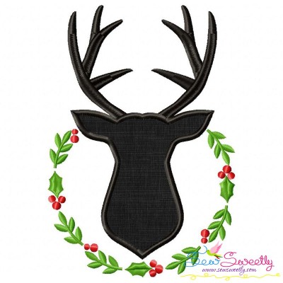 Deer Silhouette Wreath Applique Design Pattern-1