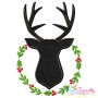 Deer Silhouette Wreath Applique Design Pattern-1