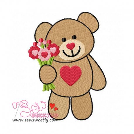 Valentine Teddy Bear 6 Embroidery Design Pattern-1