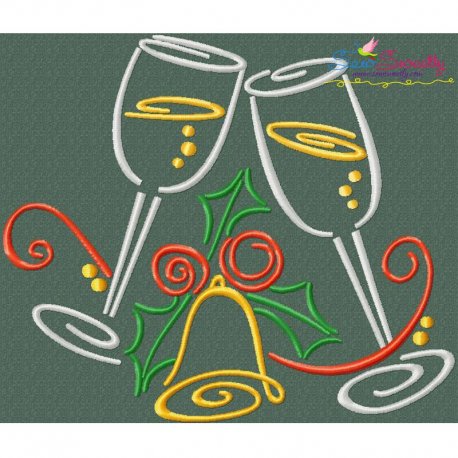 Christmas Swirls- Drinks Embroidery Design Pattern