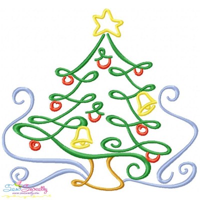 Christmas Swirls- Christmas Tree Embroidery Design Pattern-1