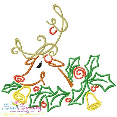 Christmas Swirls- Reindeer Embroidery Design Pattern-1