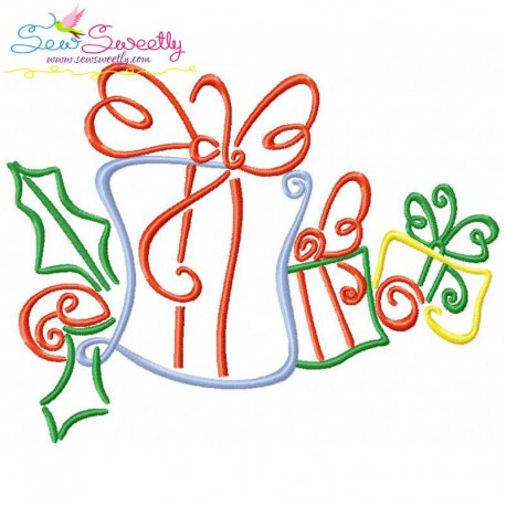 Christmas Swirls- Gifts Embroidery Design Pattern