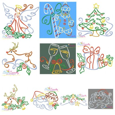 Christmas Swirls Embroidery Design Pattern Bundle-1