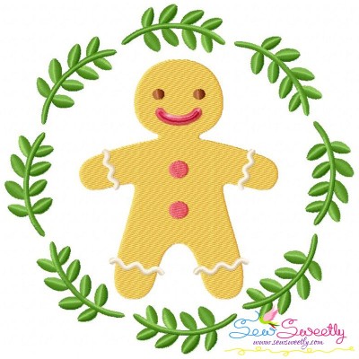 Christmas Frame Gingerbread Man Embroidery Design Pattern-1