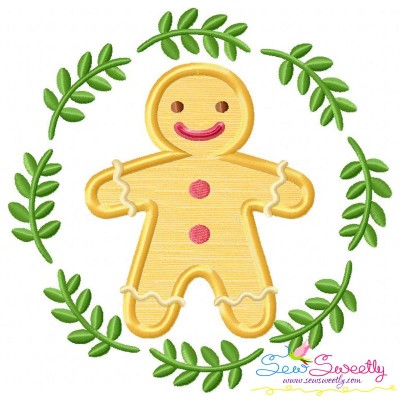 Christmas Frame- Gingerbread Man Applique Design Pattern-1