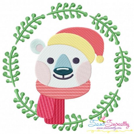 Christmas Frame- Bear Embroidery Design Pattern-1