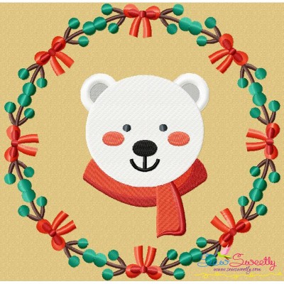 Christmas Frame Polar Bear Embroidery Design Pattern-1