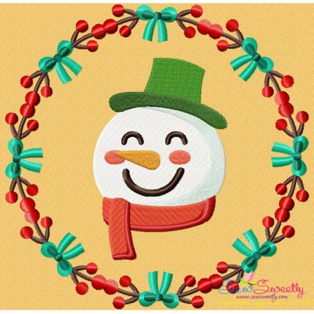 Christmas Frame- Snowman Embroidery Design Pattern