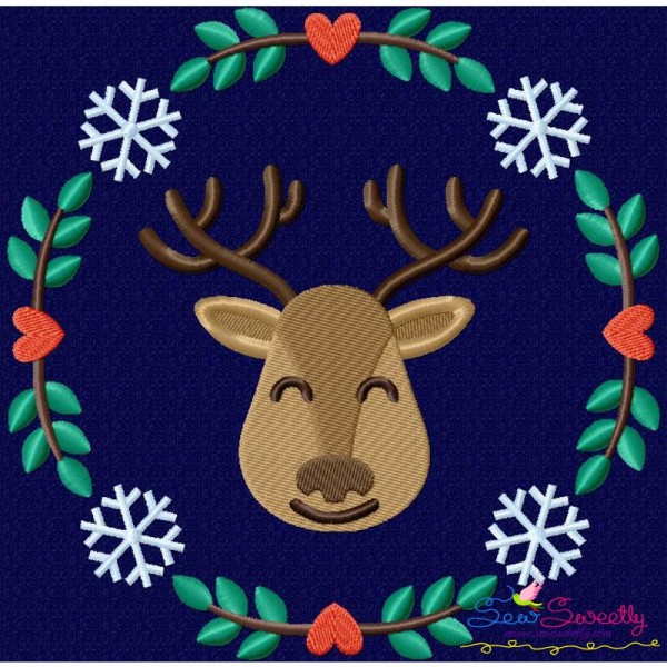 Christmas Frame- Reindeer Embroidery Design Pattern-1