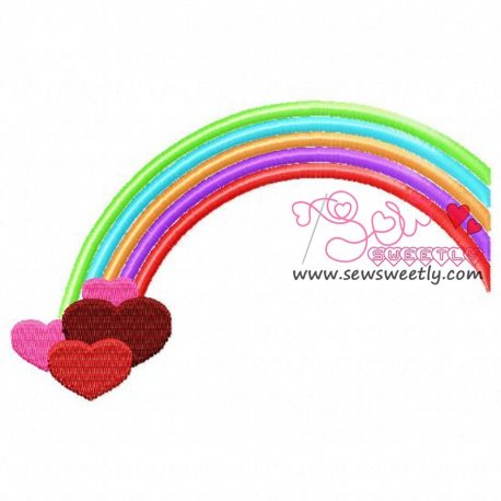 Rainbow With Hearts Embroidery Design Pattern-1