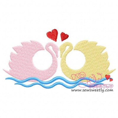 Swan Pair Love Embroidery Design Pattern-1