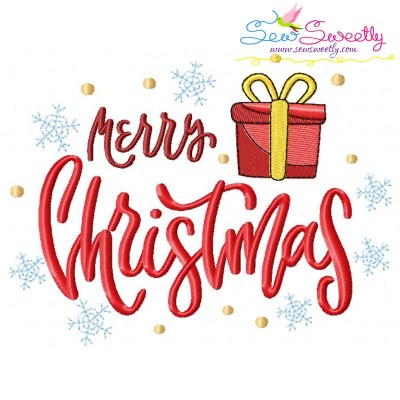 Merry Christmas Gift Lettering Embroidery Design Pattern-1