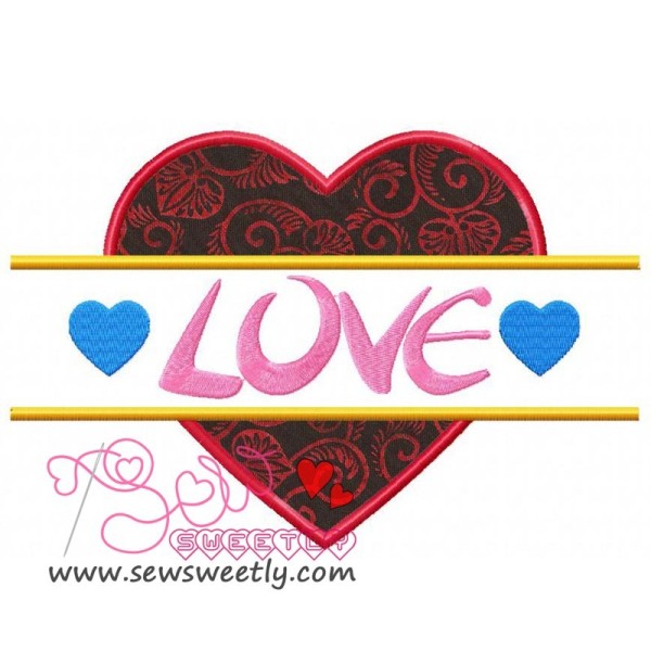 Split Valentine Heart Applique Design Pattern-1
