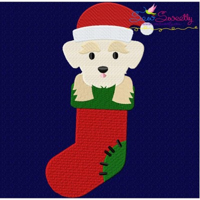 Christmas Maltese Dog Embroidery Design Pattern-1