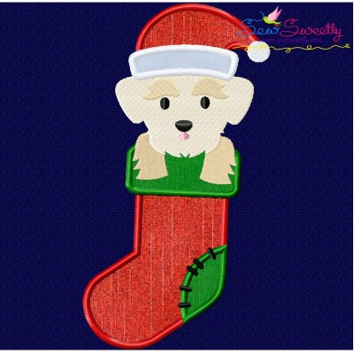 Christmas Maltese Dog Applique Design Pattern-1