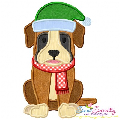 Christmas Boxer Dog Applique Design Pattern-1