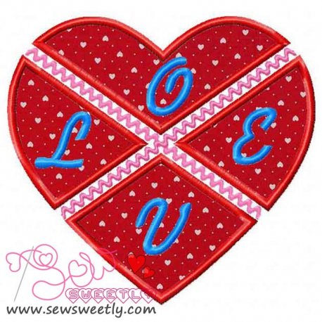 Cross Split Valentine Heart Applique Design Pattern-1