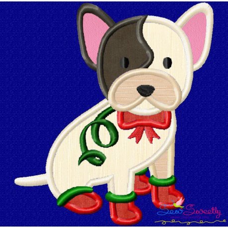 Christmas French Bulldog Applique Design Pattern