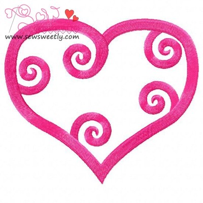 Curly Heart-1 Embroidery Design Pattern-1