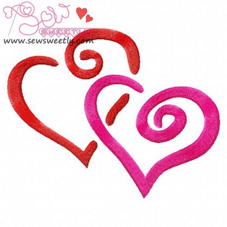 Curly Hearts Embroidery Design Pattern-1