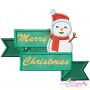 Merry Christmas Ribbon- Snowman Lettering Applique Design Pattern-1