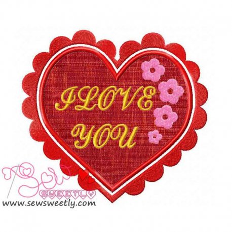 Floral Valentine Heart Applique Design Pattern-1