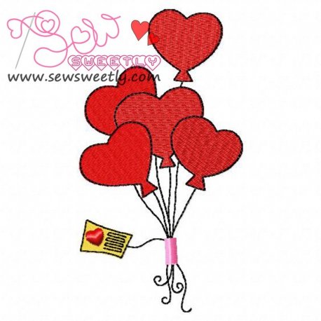 Heart Balloons Embroidery Design- 1