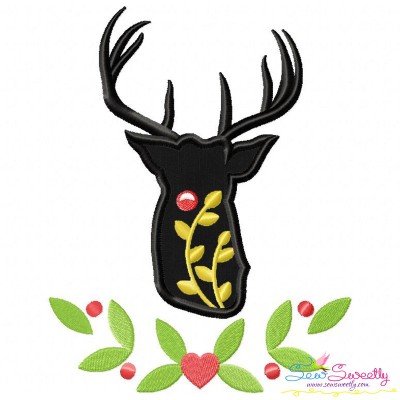 Red Nose Reindeer Silhouette-6 Applique Design Pattern-1