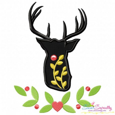 Red Nose Reindeer Silhouette-6 Applique Design Pattern
