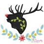 Red Nose Reindeer Silhouette-5 Applique Design Pattern-1