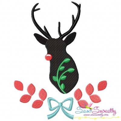 Red Nose Reindeer Silhouette-4 Embroidery Design Pattern-1