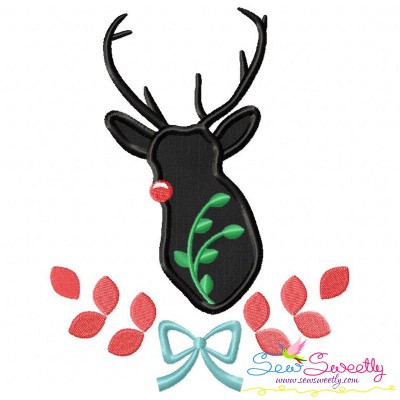 Red Nose Reindeer Silhouette-4 Applique Design Pattern-1