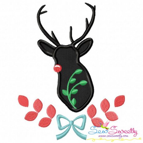 Red Nose Reindeer Silhouette-4 Applique Design Pattern
