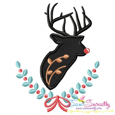 Red Nose Reindeer Silhouette-1 Applique Design Pattern-1