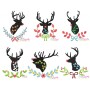 Red Nose Silhouette Reindeers Embroidery Design Bundle-1