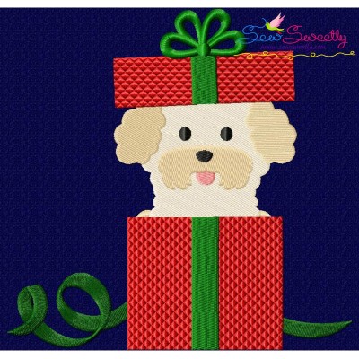 Christmas Bichon Frise Dog Embroidery Design Pattern-1