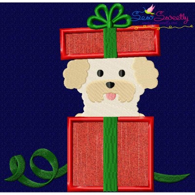 Christmas Bichon Frise Dog Applique Design Pattern-1