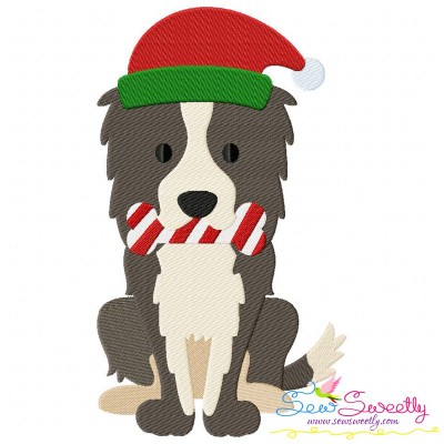 Christmas Collie Dog Embroidery Design Pattern-1